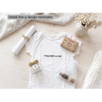 Set Prima Băiță cu Nașii Bebeluși – Cadou Botez Complet, Body Personalizat, Prosop Muselină Bumbac