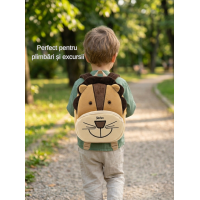 Rucsac Personalizat pentru Copii cu Nume – Ghiozdan Leu din Pluș pentru Grădiniță și Călătorii