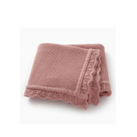 Păturică Tricotată pentru Bebeluși 100% Bumbac Moale 80x100 cm – Alb/Roz