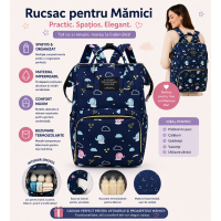 Rucsac pentru Mămici Multifuncțional cu Compartiment pentru Biberoane – Geantă Scutece Impermeabilă