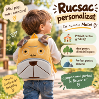 Rucsac Personalizat pentru Copii cu Nume – Model Cățeluș, Ideal pentru Grădiniță și Excursii