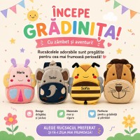Rucsac Personalizat pentru Copii cu Nume – Model Cățeluș, Ideal pentru Grădiniță și Excursii