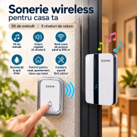 Sonerie Wireless ZOGIN cu 55 Melodii, 5 Niveluri de Volum, Rază până la 200 m, IP44