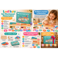 Set Montessori Matematică LUDIKOO din Lemn – Numere, Adunare și Scădere, 36+ Luni