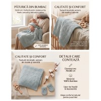 Păturică Bebe LUDIKOO 70x90 cm, 100% Bumbac, Moale și Tricotată pentru Pătuț și Cărucior