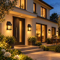 Lampă solară de exterior cu senzor de mișcare – Felinar LED negru, model 888