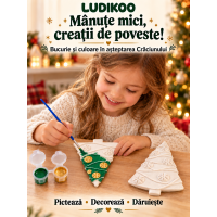 Set de pictat brăduți de Crăciun – 2 figurine turnate manual, verde, auriu și pensulă