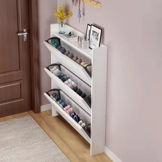 Pantofar alb din MDF, doar 17 cm latime x 100 cm lungime x 120 cm inaltime Pantofar alb din MDF, doar 17 cm latime x 100 cm lungime x 120 cm inaltime