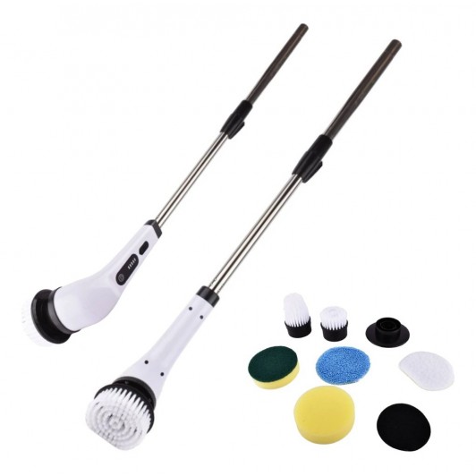 Perie electrica rotativa de curatare, 7 capete interschimbabile, maner telescopic, incarcare USB