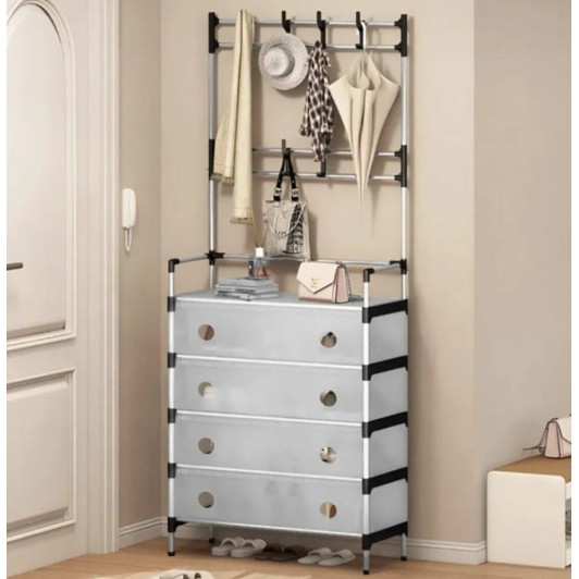 Cuier Metalic Multifunctional de Podea - Organizator Vertical pentru Haine, Genti si Accesorii