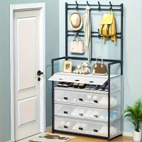 Cuier Metalic Multifunctional de Podea - Organizator Vertical pentru Haine, Genti si Accesorii