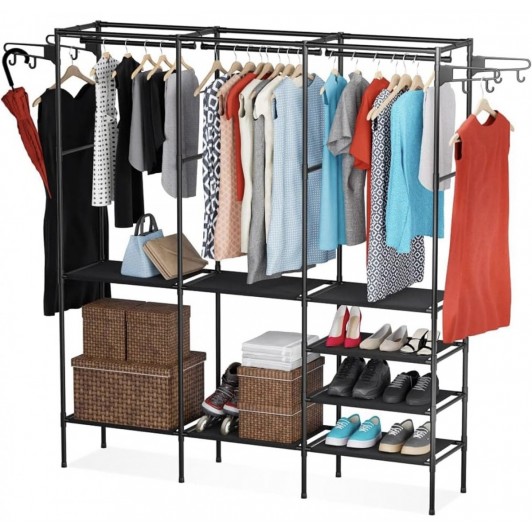 Dulap Deschis Tip Dressing - Organizator Haine Multifunctional cu Bara de Umerase si Rafturi