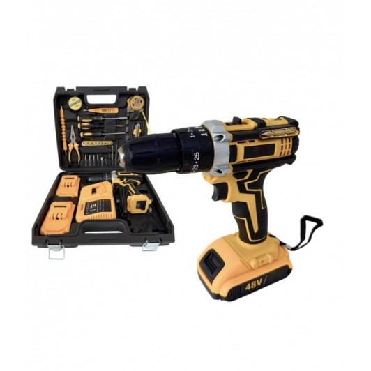 Trusa Scule Completa cu Bormasina Autofiletanta, 2 Acumulatori 48V si Set 24 Accesorii de Mana
