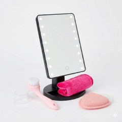 Pachet Oglinda LED Reglabila si Set Accesorii pentru Ingrijirea Tenului
