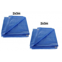 Pachet promotional 1 + 1 Prelata impermeabila 2 m X 3 m, de protectie, densitate de 80 G/MP si inele