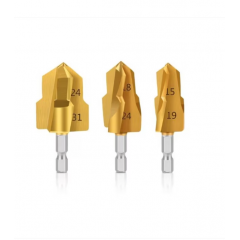 Set 3 burghie HSS otel, auriu, pentru tevi MMP/PVC/PPR