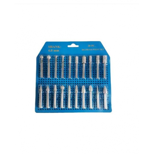 Freze diamantate profesionale, prindere 6 mm, Set 20 piese Freze diamantate profesionale, prindere 6 mm, Set 20 piese