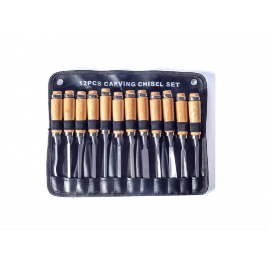 Set 12 Dalti de sculptura in lemn