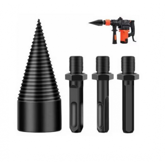 Set burghie pentru despicat lemne, diametru 42 mm, otel carbon, 3 prinderi Set burghie pentru despicat lemne, diametru 42 mm, otel carbon, 3 prinderi