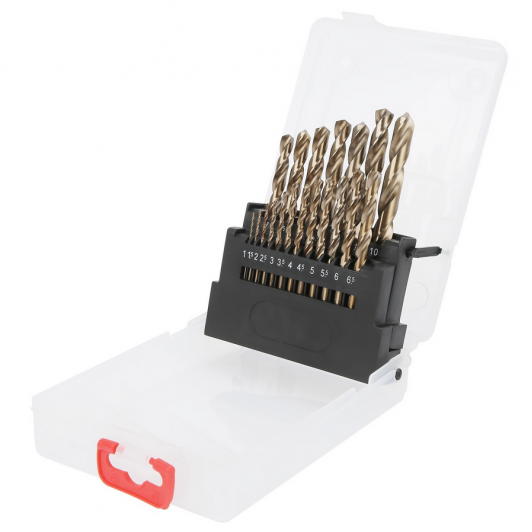 Set burghie metal 1-10mm Otel cu aliaj de cobalt 19 piese