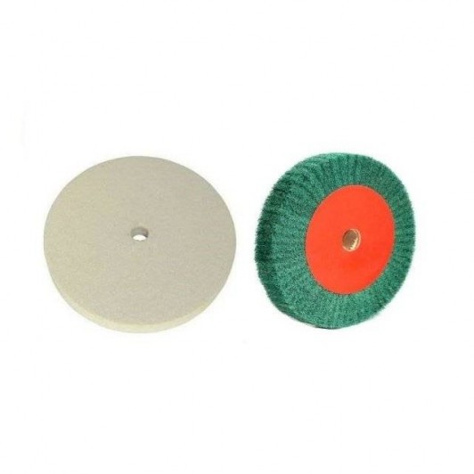 Perie polizat slefuit metal si lemn pasla alba si disc verde diametru 200 mm pachet 2 piese Perie polizat slefuit metal si lemn pasla alba si disc verde diametru 200 mm pachet 2 piese