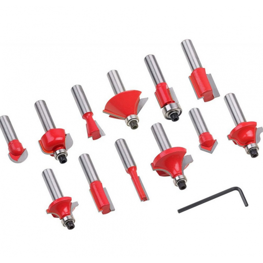 Set freze pentru lemn prindere 8 mm 12 piese Set freze pentru lemn prindere 8 mm 12 piese