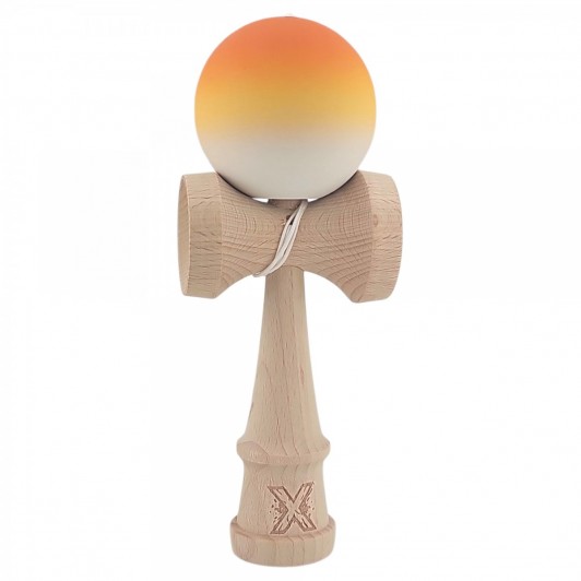 Kendama X Originala, Kendama Profesionala din Lemn, Rubber Grip, 18 cm, Portocaliu/Galben/Alb Kendama X Originala, Kendama Profesionala din Lemn, Rubber Grip, 18 cm, Portocaliu/Galben/Alb