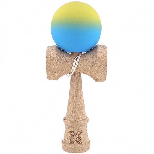 Kendama X Originala, Kendama Profesionala din Lemn ,Gradient Galben/Albastru