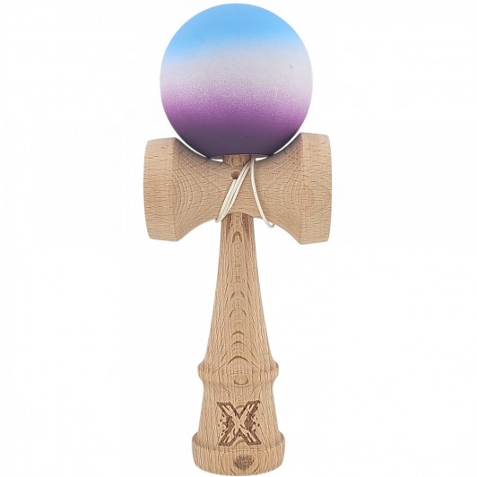 Kendama X Originala ,Kendama Profesionala din Lemn, Rubber Grip, 18 cm, Albastru/Alb/Violet Kendama X Originala ,Kendama Profesionala din Lemn, Rubber Grip, 18 cm, Albastru/Alb/Violet