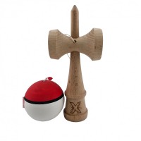 Kendama X Originala ,Kendama Profesionala din Lemn, Rubber Grip, 18 cm, Rosu/Alb Kendama X Originala ,Kendama Profesionala din Lemn, Rubber Grip, 18 cm, Rosu/Alb