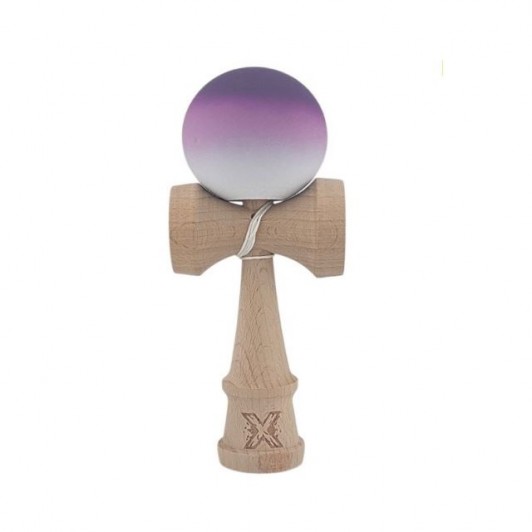 Kendama X Originala, Kendama Profesionala din Lemn, Rubber Grip, 18 cm, Negru/Maro/Alb