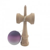 Kendama X Originala, Kendama Profesionala din Lemn, Rubber Grip, 18 cm, Negru/Maro/Alb