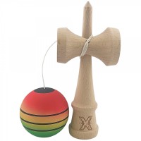 Kendama X Originala, Kendama Profesionala din Lemn, Rubber Grip, 18 cm, Rosu/Galben/Verde Kendama X Originala, Kendama Profesionala din Lemn, Rubber Grip, 18 cm, Rosu/Galben/Verde