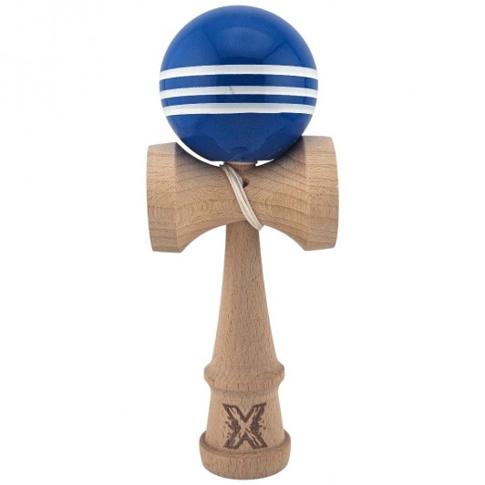 Kendama X Profesionala din lemn, Super Sticky, 18 cm, Dark Blue/Alb