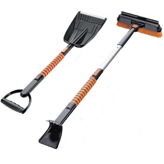 Lopata pentru zapada, 5 in 1, Perie, Racleta, 2 tipuri de Lopeti, Rotativa, Telescopica 100 x 25 cm