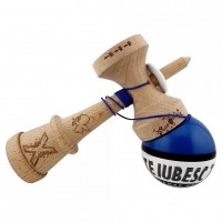 Kendama TE IUBESC, Super Sticky KING SIZE V3, Rulment Metalic, 18 cm, Ata 62/65 cm, Albastru/Alb