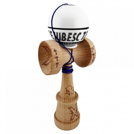 Kendama TE IUBESC, Super Sticky KING SIZE V3, Rulment Metalic, 18 cm, Ata 62/65 cm, Alb/Negru