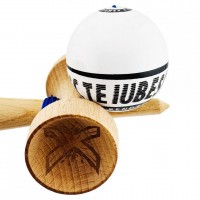 Kendama TE IUBESC, Super Sticky KING SIZE V3, Rulment Metalic, 18 cm, Ata 62/65 cm, Alb/Negru