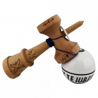 Kendama TE IUBESC, Super Sticky KING SIZE V3, Rulment Metalic, 18 cm, Ata 62/65 cm, Alb/Negru