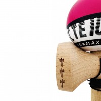Kendama TE IUBESC, Super Sticky KING SIZE V3, Rulment Metalic, 18 cm, Ata 62/65 cm, Roz/Alb
