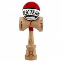 Kendama TE IUBESC, Super Sticky KING SIZE V3, Rulment Metalic, 18 cm, Ata 62/65 cm, Rosu/Alb