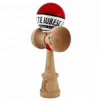 Kendama TE IUBESC, Super Sticky KING SIZE V3, Rulment Metalic, 18 cm, Ata 62/65 cm, Rosu/Alb
