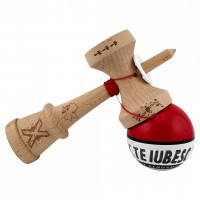 Kendama TE IUBESC, Super Sticky KING SIZE V3, Rulment Metalic, 18 cm, Ata 62/65 cm, Rosu/Alb