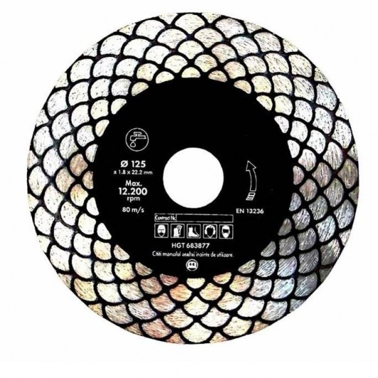 Disc Diamantat Profesional pentru Taiere si Slefuire Placi Ceramice Diametru 125 mm