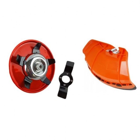 Disc motocoasa, 5 lame pentru sapat, plivit, tuns iarba, Aparatoare motocoasa universala,set 2 piese