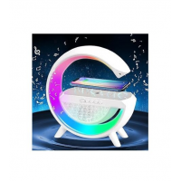 Lampa multifunctionala cu incarcare wireless 10W, boxa bluetooth, lumina multicolora, incarcare, Alb