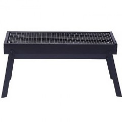 Gratar Portabil Metalic pentru Picnic, Gradina și Camping, 60x22x23 cm, Negru
