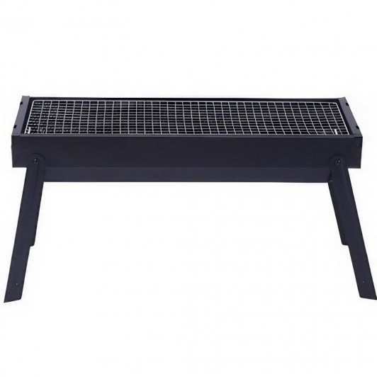 Gratar Portabil Metalic pentru Picnic, Gradina și Camping, 60x22x23 cm, Negru