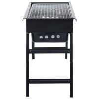 Gratar Portabil Metalic pentru Picnic, Gradina și Camping, 60x22x23 cm, Negru