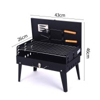 Gratar Portabil pentru Camping si Picnic, Pliabil Tip Servietă, cu Accesorii Incluse, 46x43x26 cm